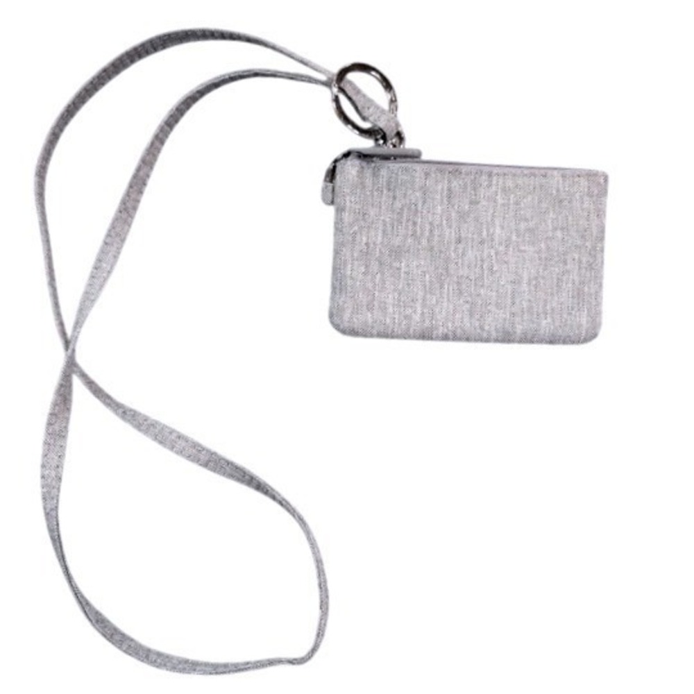 Vera Bradley Zip ID Case Lanyard Womens One Size Gray Heathered ReActive Floral - Picture 2 of 11